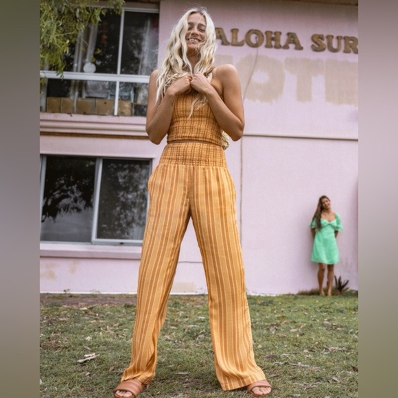 BILLABONG NEW WAVES 2 WIDE LEG PANTS IN PEACHPUNCH - Picture 5 of 7